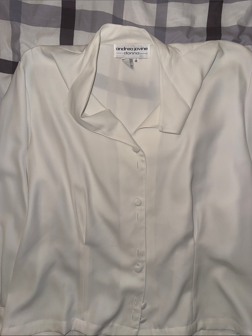 Andrea Jovine Ivory Satin Button-Front Shirt